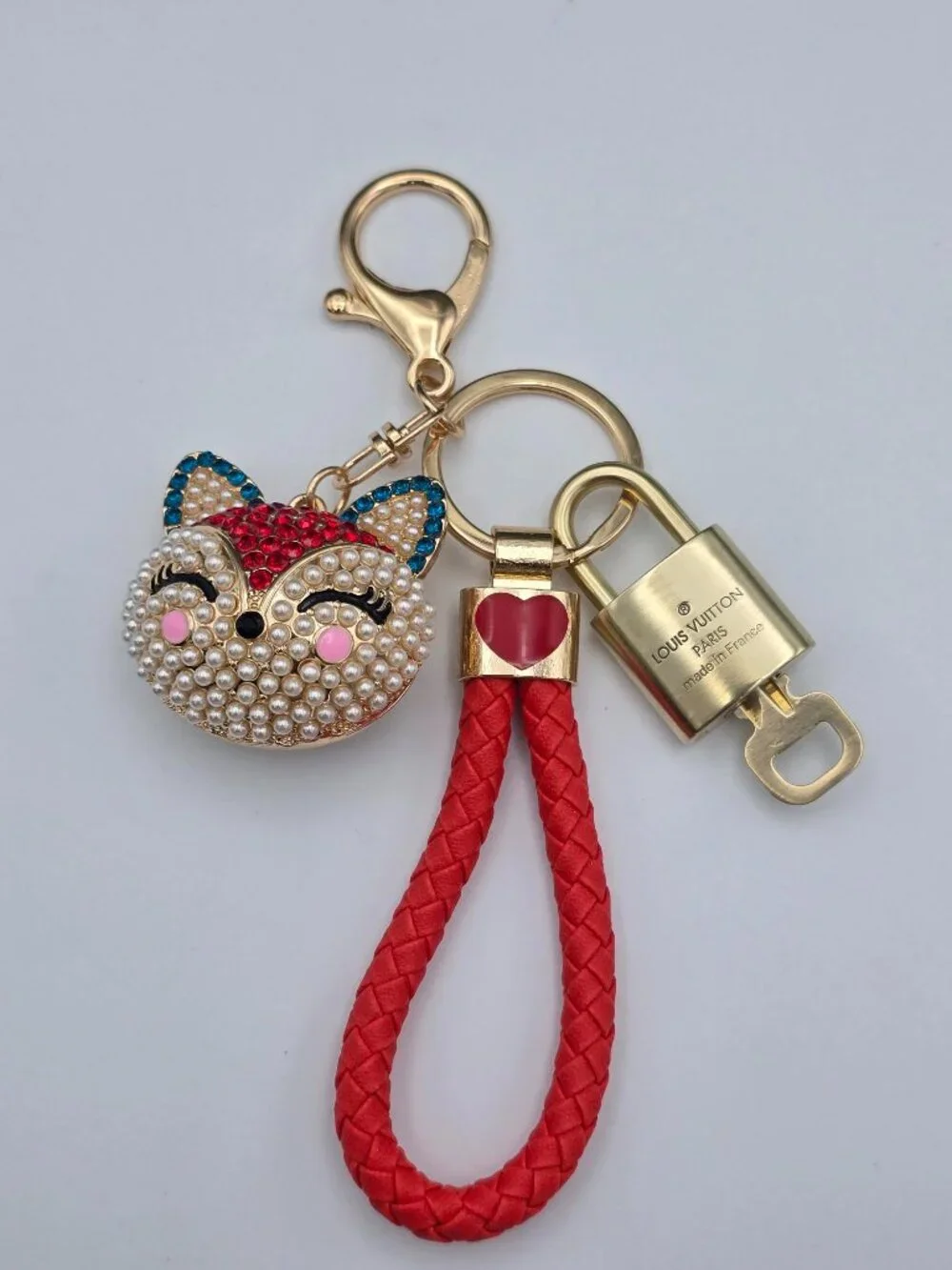 LV Gold Padlock 🔑 Authentic Louis Vuitton Charm + Unbranded Fox Head Keychain